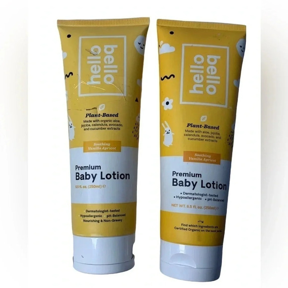 Hello Bello Baby Lotion Plant Based 8.5 Fl Oz Vanilla Apricot 2 Tubes - Picture 1 of 6